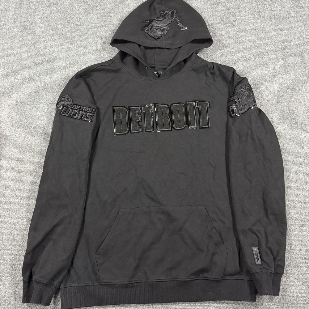 Pro Standard Detroit Lions Hoodie Mens XL Black Luxury Collection Logo NFL